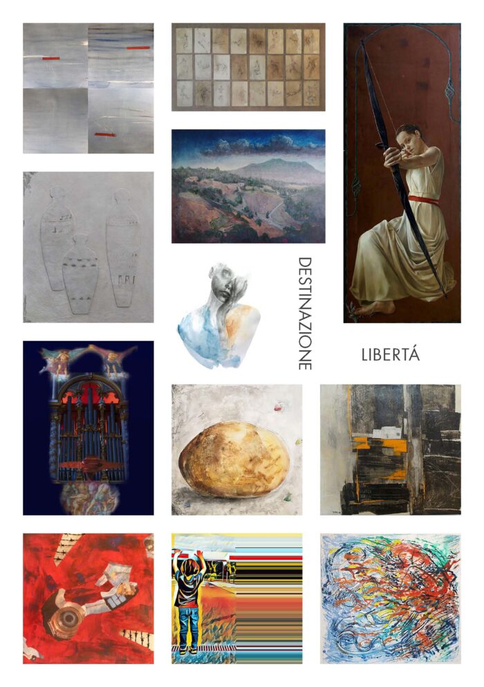 Collage aus Werken der Ausstellung Destinazione Libertá